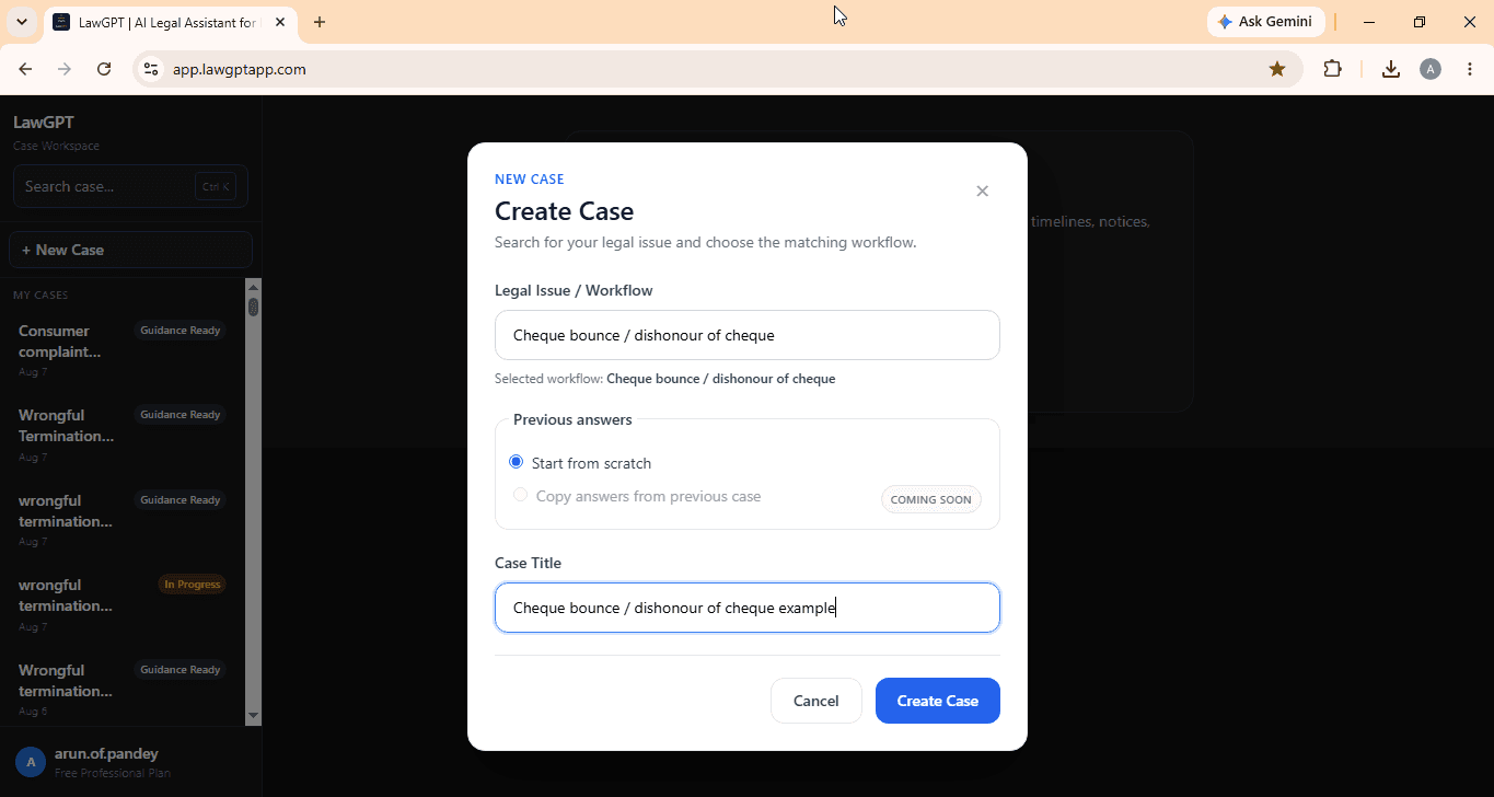 Choose a guided legal workflow