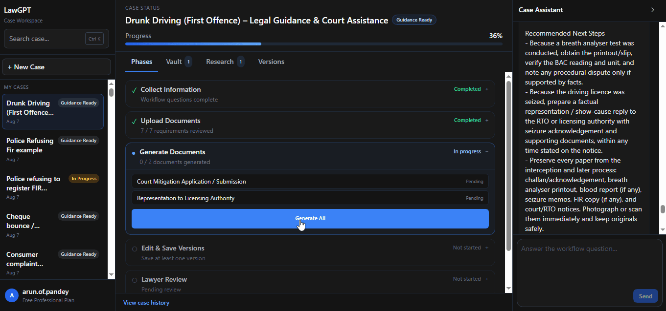 Generate drunk driving documents